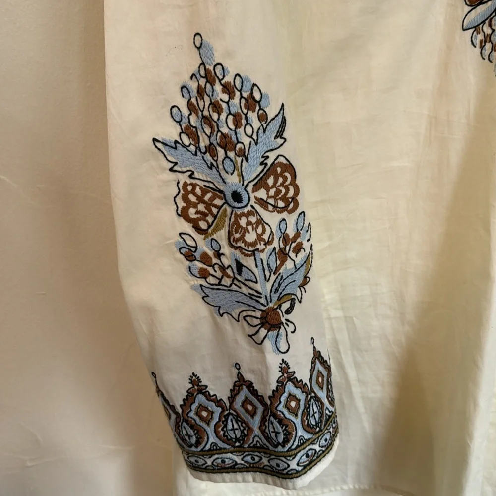 NWT TORY BURCH FRENCH CREAM EMBROIDERED TUNIC SIZE XL‎ BLOUSE